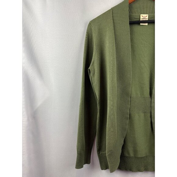 Faded Glory Womens Open-Front Green Cardigan Sweater S Rayon/Polyester - Picture 2 of 5